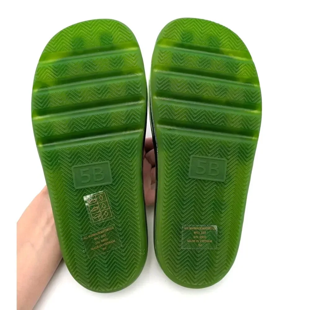 Tory Burch Bubble Jelly Double T Sport Slide Sandal Peridot Size US5M EU35